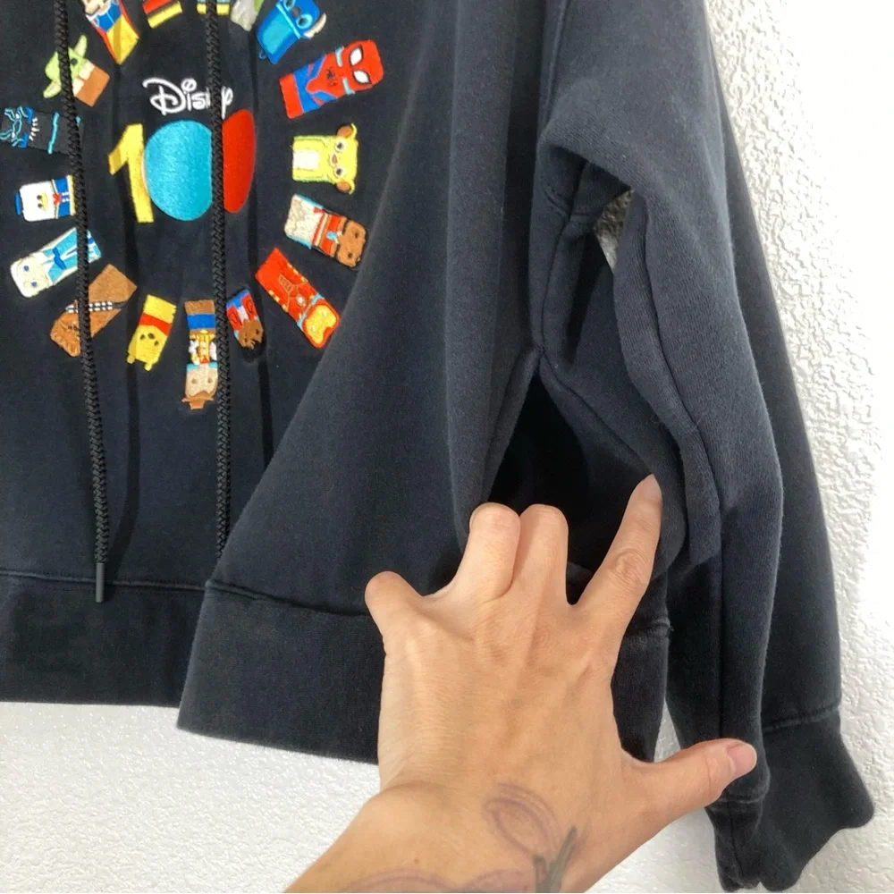 Disney 100 Unified Characters Pullover Hoodie for Women's M Black Cropped